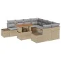 Conjunto de Sofá de Jardín Juego de 9 Beige con Cojines Grises | Foro24.es | Tu tienda online para hogar, jardín y más Foro24.es