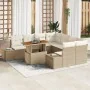 Conjunto de Sofá de Jardín Set de 9 Beige Poliratán by , Outdoor sofas - Ref: Foro24-3349945, Price: 670,90 €, Discount: -5%%
