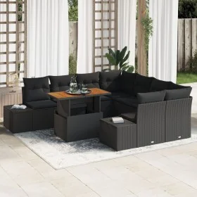 Comprar Conjunto de Sofá de Jardín Set de 9 Negro