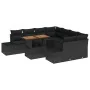 Conjunto de Sofá de Jardín Set de 9 Negro Mimbre, Tela von , Outdoor-Sofas - Ref: Foro24-3349946, Preis: 634,62 €, Rabatt: -5%%