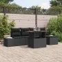 Conjunto de Comedor de Jardín de 6 Piezas con Cojines Negro Poliratán Acacia by , Outdoor sofas - Ref: Foro24-3349953, Price:...