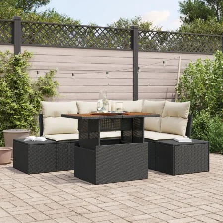 Conjunto de Comedor de Jardín de 5 Piezas con Cojines Negro Ratán von , Outdoor-Sofas - Ref: Foro24-3349956, Preis: 394,34 €,...