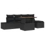 Conjunto de Comedor de Jardín de 6 Piezas con Cojines Negro Poliratán Acacia by , Outdoor sofas - Ref: Foro24-3349953, Price:...