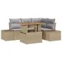 Juego de Comedor de Jardín de 5 Piezas con Cojines – Ratán Polivinílico Beige Acacia von , Outdoor-Sofas - Ref: Foro24-334995...
