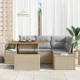 Juego de Comedor de Jardín de 5 Piezas con Cojines – Ratán Polivinílico Beige Acacia von , Outdoor-Sofas - Ref: Foro24-334995...