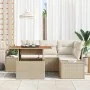 Conjunto de Comedor de Jardín de 5 Piezas con Cojines Beige Ratán Poliéster Acacia by , Outdoor sofas - Ref: Foro24-3349959, ...