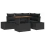 Juego de Comedor de Jardín de 5 Piezas con Cojines Ratán Poliéster Negro Acacia de , Sofás de exterior - Ref: Foro24-3349960,...