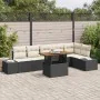 Conjunto de Comedor de Jardín de 7 piezas con Cojines Negro Poliratán Acacia von , Outdoor-Sofas - Ref: Foro24-3349970, Preis...