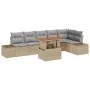 Conjunto de comedor de jardín de 7 piezas con cojines Beige Ratán Poliéster Acacia by , Outdoor sofas - Ref: Foro24-3349972, ...