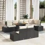 Conjunto de Jardín de 9 Piezas con Cojines Negro Ratán Poliéster Acacia by , Outdoor sofas - Ref: Foro24-3349977, Price: 665,...