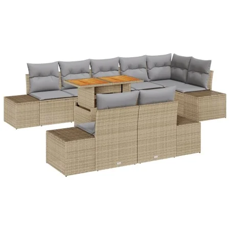 Juego de Comedor de Jardín de 9 Piezas con Cojines Beige Poliratán Acacia by , Outdoor sofas - Ref: Foro24-3349979, Price: 69...