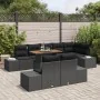 Conjunto de Comedor de Jardín de 9 Piezas con Cojines Negro Ratan de Poliéster Acacia by , Outdoor sofas - Ref: Foro24-334998...