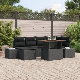 Conjunto de Sofá de Jardín Set de 7 Negro