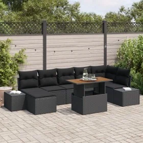 Conjunto de Sofá de Jardín Conjunto de 8 Negro de , Sofás de exterior - Ref: Foro24-3349995, Precio: 555,84 €, Descuento: -5%%