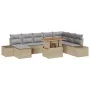 Conjunto de Sofá de Jardín Set de 9 Beige y Gris Ratán, Poliéster de , Sofás de exterior - Ref: Foro24-3350000, Precio: 617,5...