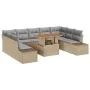 Conjunto de Sofá de Jardín 10 Piezas Beige, Gris Rattan, Poliéster | Foro24.es | Tu tienda online para hogar, jardín y más Foro24.es