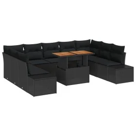 Set de Sofás de Jardín Juego de 10 Negro Ratán, Aluminio by , Outdoor sofas - Ref: Foro24-3350009, Price: 682,49 €, Discount:...