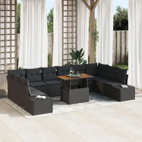 Conjunto de Sofá de Jardín Conjunto de 11 Negro