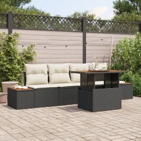 Conjunto de Sofá de Jardín Conjunto de 5 Negro