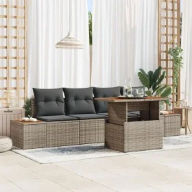 Conjunto de Sofás Jardín Set de 5 Gris Ratán Sofá