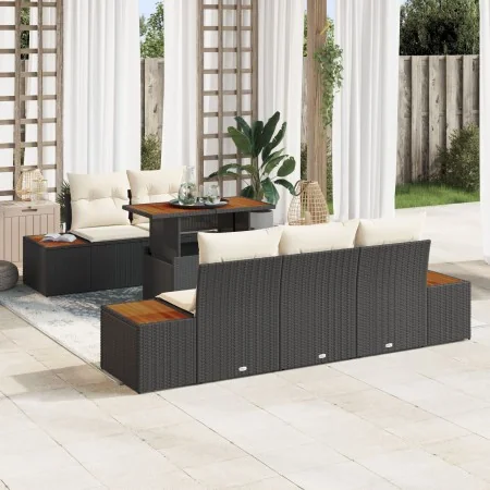 Conjunto de Sofá de Jardín 6 Piezas Negro, Marrón by , Outdoor sofas - Ref: Foro24-3350024, Price: 526,22 €, Discount: %