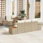 Set de Comedor de Jardín de 6 Piezas con Cojines Beige Poly Ratán Acacia by , Outdoor sofas - Ref: Foro24-3350028, Price: 562...