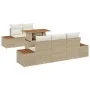 Set de Comedor de Jardín de 6 Piezas con Cojines Beige Poly Ratán Acacia by , Outdoor sofas - Ref: Foro24-3350028, Price: 562...
