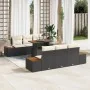 Conjunto de Comedor de Jardín de 7 Piezas con Cojines Negros Ratán Poliéster Acacia | Foro24.es | Tu tienda online para hogar, jardín y más Foro24.es