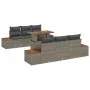 Juego de Comedor de Jardín de 7 Piezas con Cojines Gris Ratán Polímero Acacia by , Outdoor sofas - Ref: Foro24-3350031, Price...