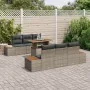 Juego de Comedor de Jardín de 7 Piezas con Cojines Gris Ratán Polímero Acacia by , Outdoor sofas - Ref: Foro24-3350031, Price...
