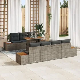 Conjunto de Sofá de Jardín Juego de 8 Gris Ratán