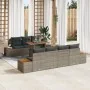 Conjunto de Sofá de Jardín Juego de 8 Gris Ratán Poliéster, Madera von , Outdoor-Sofas - Ref: Foro24-3350041, Preis: 627,34 €...