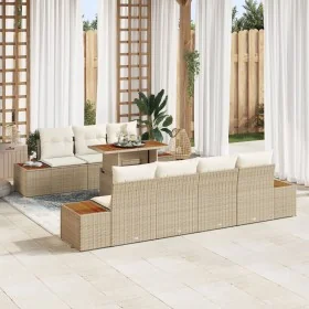 Conjunto de Sofás de Jardín 8 Piezas Beige y