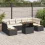 Conjunto de Comedor de Jardín de 8 Piezas con Cojines Negro Ratán Poliéster Acacia von , Outdoor-Sofas - Ref: Foro24-3350044,...
