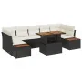 Conjunto de Comedor de Jardín de 8 Piezas con Cojines Negro Ratán Poliéster Acacia von , Outdoor-Sofas - Ref: Foro24-3350044,...