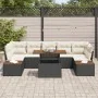 Conjunto de Comedor de Jardín de 8 Piezas con Cojines Negro Ratán Poliéster Acacia von , Outdoor-Sofas - Ref: Foro24-3350044,...