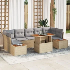 Conjunto sofá jardín Set de 8 Beige Ratán