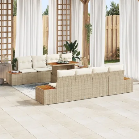Conjunto de sofá de jardín Conjunto de 9 piezas Beige Ratán | Foro24.es | Tu tienda online para hogar, jardín y más Foro24.es