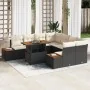Conjunto de 9 Piezas de Comedor de Jardín con Cojines Negro Poliratán Acacia de , Sofás de exterior - Ref: Foro24-3350054, Pr...