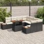 Conjunto de 9 Piezas de Comedor de Jardín con Cojines Negro Poliratán Acacia de , Sofás de exterior - Ref: Foro24-3350054, Pr...