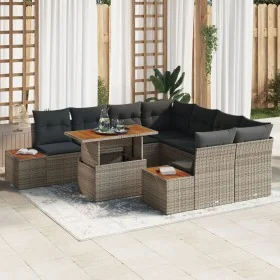 Juego de Sofá de Jardín Conjunto de 9 Gris Ratán y Madera by , Outdoor sofas - Ref: Foro24-3350056, Price: 633,02 €, Discount...