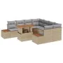 Juego de Sofás de Jardín Conjunto de 9 Beige y Gris Ratán Poliéster de , Sofás de exterior - Ref: Foro24-3350057, Precio: 651...