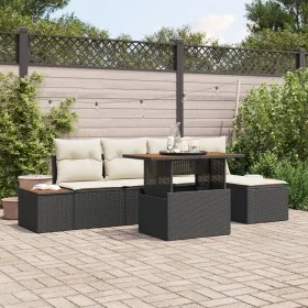 Conjunto de Sofá de Jardín 6 Piezas Negro y Crema Poliratán y Acero von , Outdoor-Sofas - Ref: Foro24-3350059, Preis: 418,06 ...