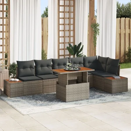Conjunto de Sofá de Jardín Juego de 7 Gris Poliratán von , Outdoor-Sofas - Ref: Foro24-3350076, Preis: 505,71 €, Rabatt: -5%%