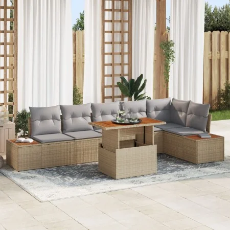 Juego de Sofás de Jardín Set de 7 Beige Ratán von , Outdoor-Sofas - Ref: Foro24-3350077, Preis: 536,78 €, Rabatt: %