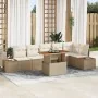 Conjunto de Sofá de Jardín Set de 7 Beige Ratán, Madera, Poliéster | Foro24.es | Tu tienda online para hogar, jardín y más Foro24.es