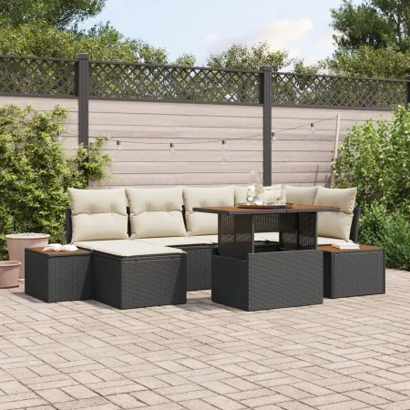 Juego de Sofá de Jardín Set de 7 Beige, Negro by , Outdoor sofas - Ref: Foro24-3350084, Price: 492,72 €, Discount: -5%%