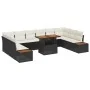 Juego de Comedor de Jardín de 11 Piezas con Cojines Ratán Poliéster Negro by , Outdoor sofas - Ref: Foro24-3350104, Price: 73...