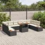 Juego de Comedor de Jardín de 11 Piezas con Cojines Ratán Poliéster Negro by , Outdoor sofas - Ref: Foro24-3350104, Price: 73...