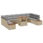 Set de Comedor de Jardín de 11 Piezas con Cojines Beige Ratán Poliéster | Foro24.es | Tu tienda online para hogar, jardín y más Foro24.es